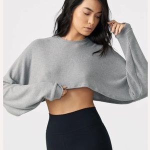 JOAH BROWN SLOUCHY LONG SLEEVE CROP TOP WITH TAGS